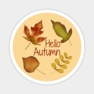 Hello Autumn golden leaves Magnet